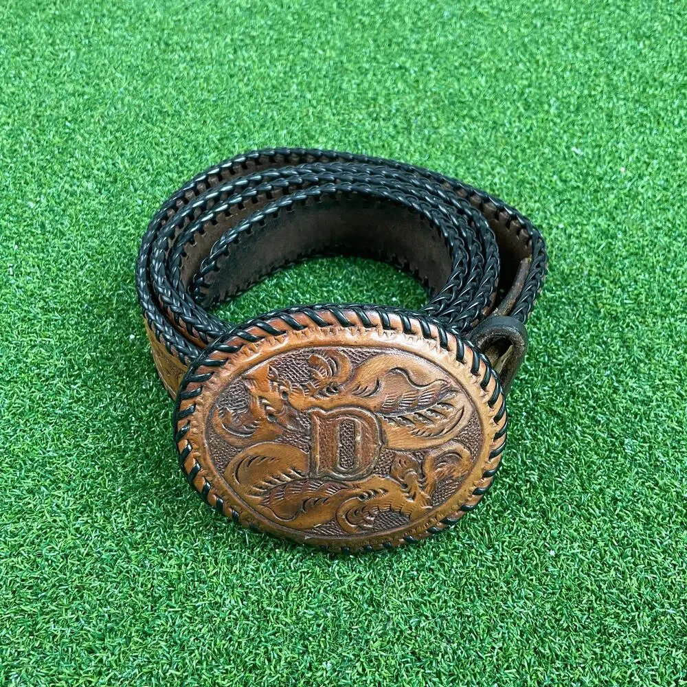 Vintage Brown Leather Cowboy Western Belt